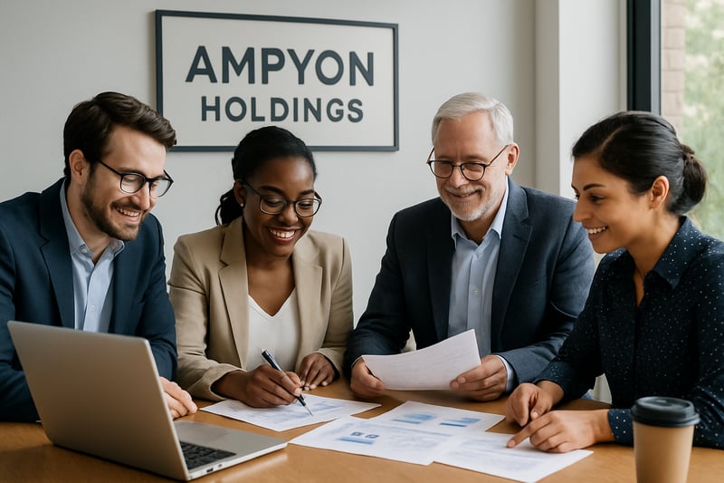 Ampyon Holdings team collaborating on business consulting solutions Ampyon Holdings team collaborating on business consulting solutions